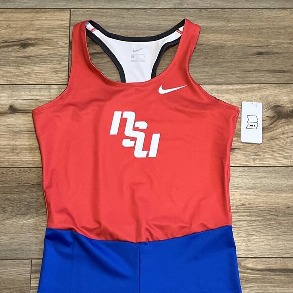 Women's Nike NSU Digital Fast Running Unitard MEDIUM Red Blue Track Field CV3665 - Picture 2 of 10